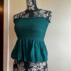 No Boundaries Teal Smocked Peplum Cami